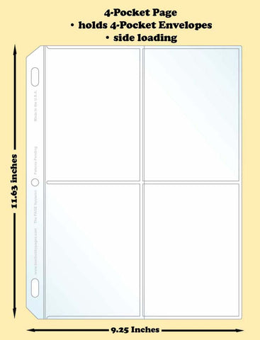4-Pocket Traditional Polypropylene Archival Page (side loading) - Best hobby pages