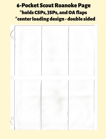 6-Pocket Scout Roanoke Double Sided White Vinyl Page (center loading) - Best hobby pages