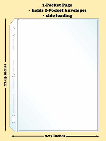 1-Pocket Traditional Polypropylene Archival Page (side loading) - Best hobby pages