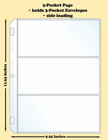 3-Pocket Traditional Polypropylene Archival Page (side loading) - Best hobby pages