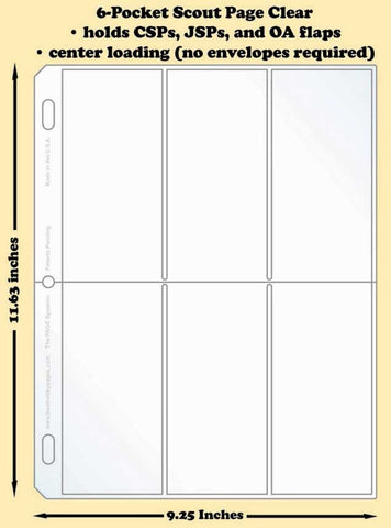 6-Pocket Scout Clear Polypropylene Archival Page (center loading) - Best hobby pages
