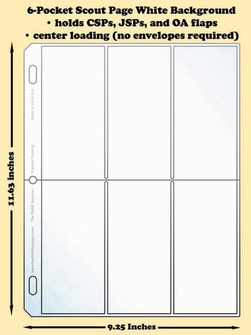 6-Pocket Scout White Polypropylene Archival Page (center loading) - Best hobby pages